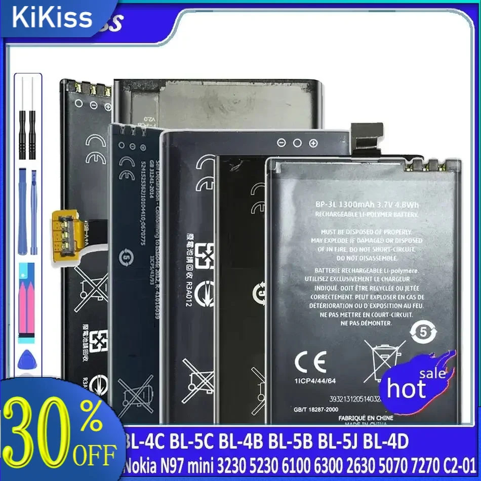 BL-4C BL-5C BL-4B BL-5B BL-5J BL-4D for Nokia N97 Mini 3230 5230 6100 6300 2630 5070 7270 C2-01