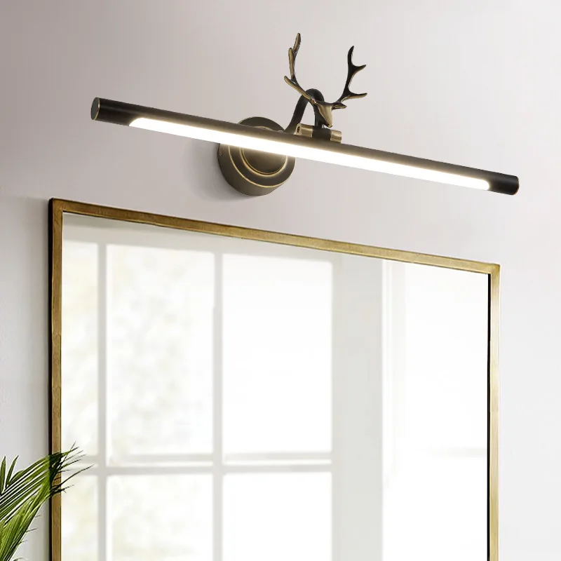 Mirror Headlights LED Wall Lamps Copper Mirror Headlights American Bathroom European Dressing Table Mirror Cabinet Makeup Toilet