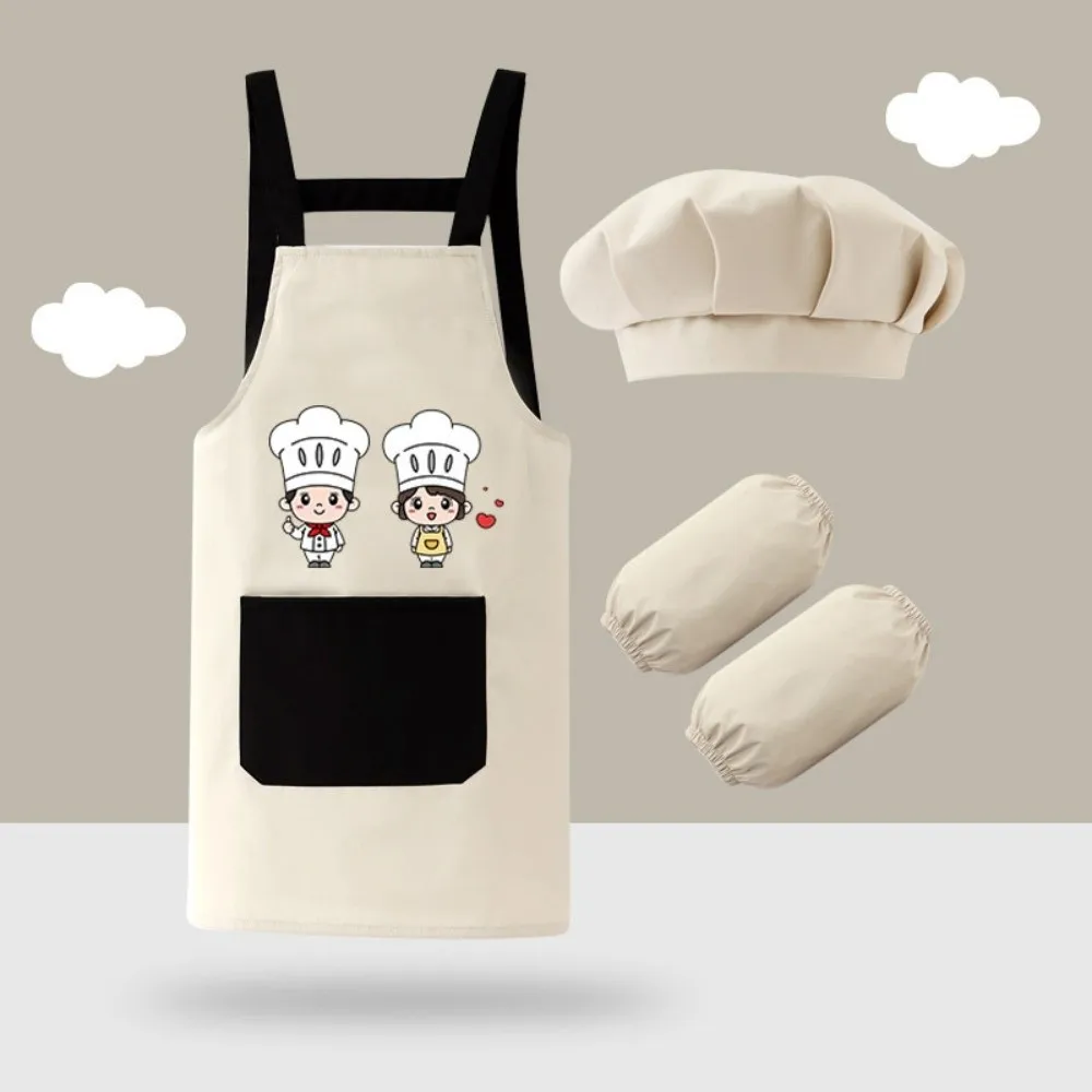 

Новый детский фартук с героями мультфильмов, водонепроницаемая шляпа, фартук для рисования, кепка шеф-повара, рукав, униформа шеф-повара для выпечки
