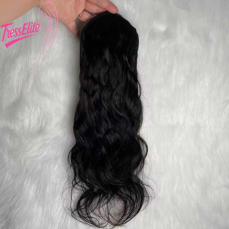 

Long Body Wave Human Hair Ponytail Extension High Quality Hair Weft with Drawstring Design for Women's Natural Volume & Length