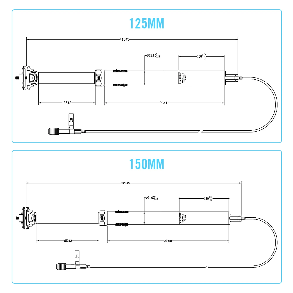 Elevos MTB Dropper Seatpost 31.6mm 125mm/150mm Down Pull Internal Cable Remote Control Adjustable Suspensin Seatpost