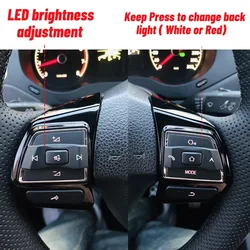 LED steering wheel button volume audio control switch for VW Polo Caravelle Passat B7 Jetta MK5 MK6 Golf MK6 upgrade interior