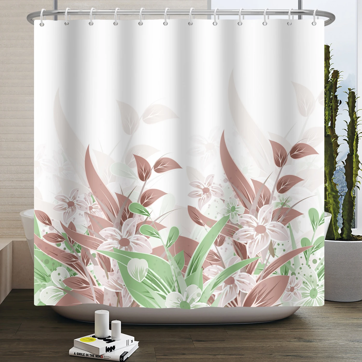 

Watercolor Flower Plant Leaves Shower Curtains Waterproof Polyester Fabric Home Bathroom Decoration Accessories Bathtud Curtain