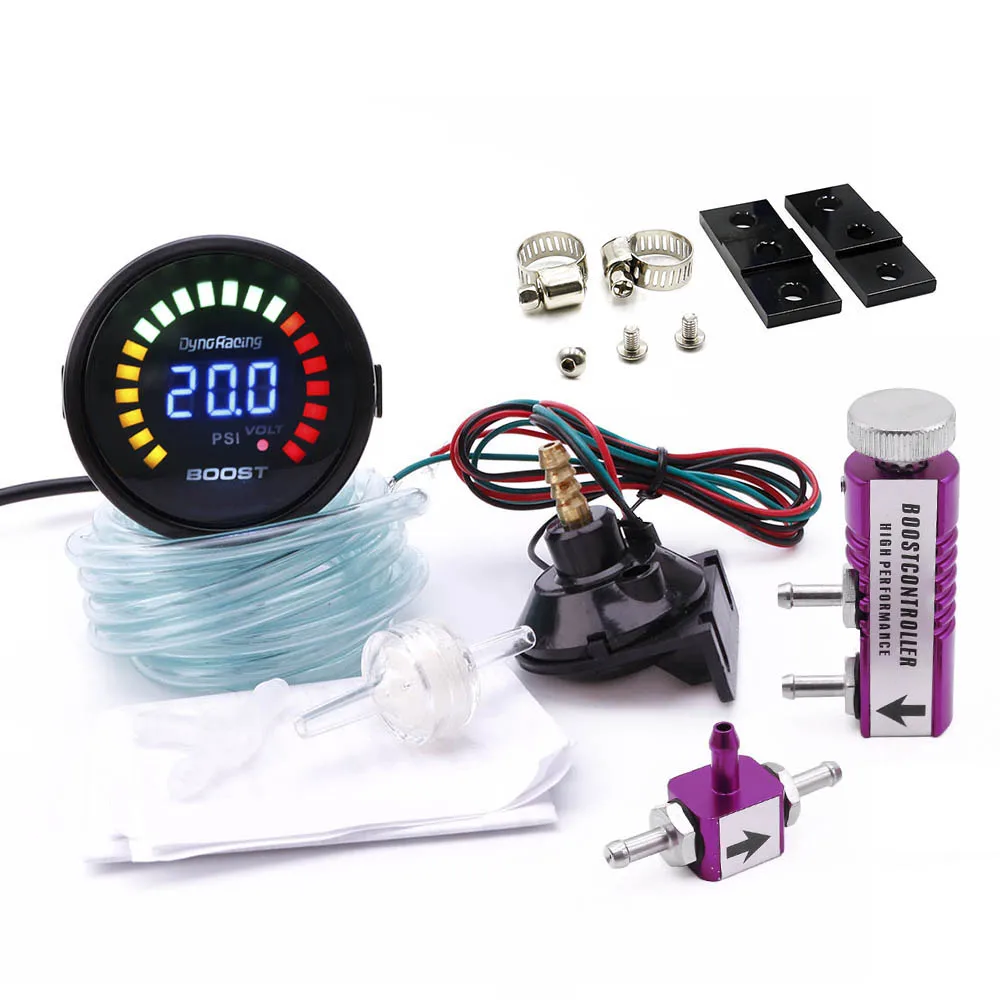 Manômetro Digital de Pressão de Turbo de 2 polegadas (52mm) -15-45 PSI com 20 LEDs e Kit Controlador de Pressão de Turbo de 1-30 PSI Ajustável na Cabine