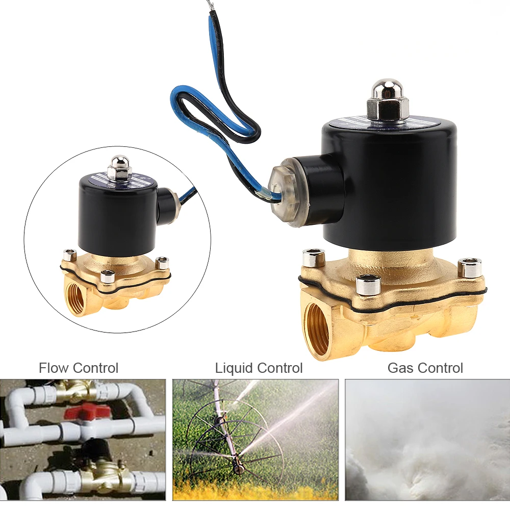 

Solenoid Valves 1/2" DN15 DC 24V Electric Solenoid Valve Pneumatic Valve Brass Body for Water Oil Gas Pneumatic Components