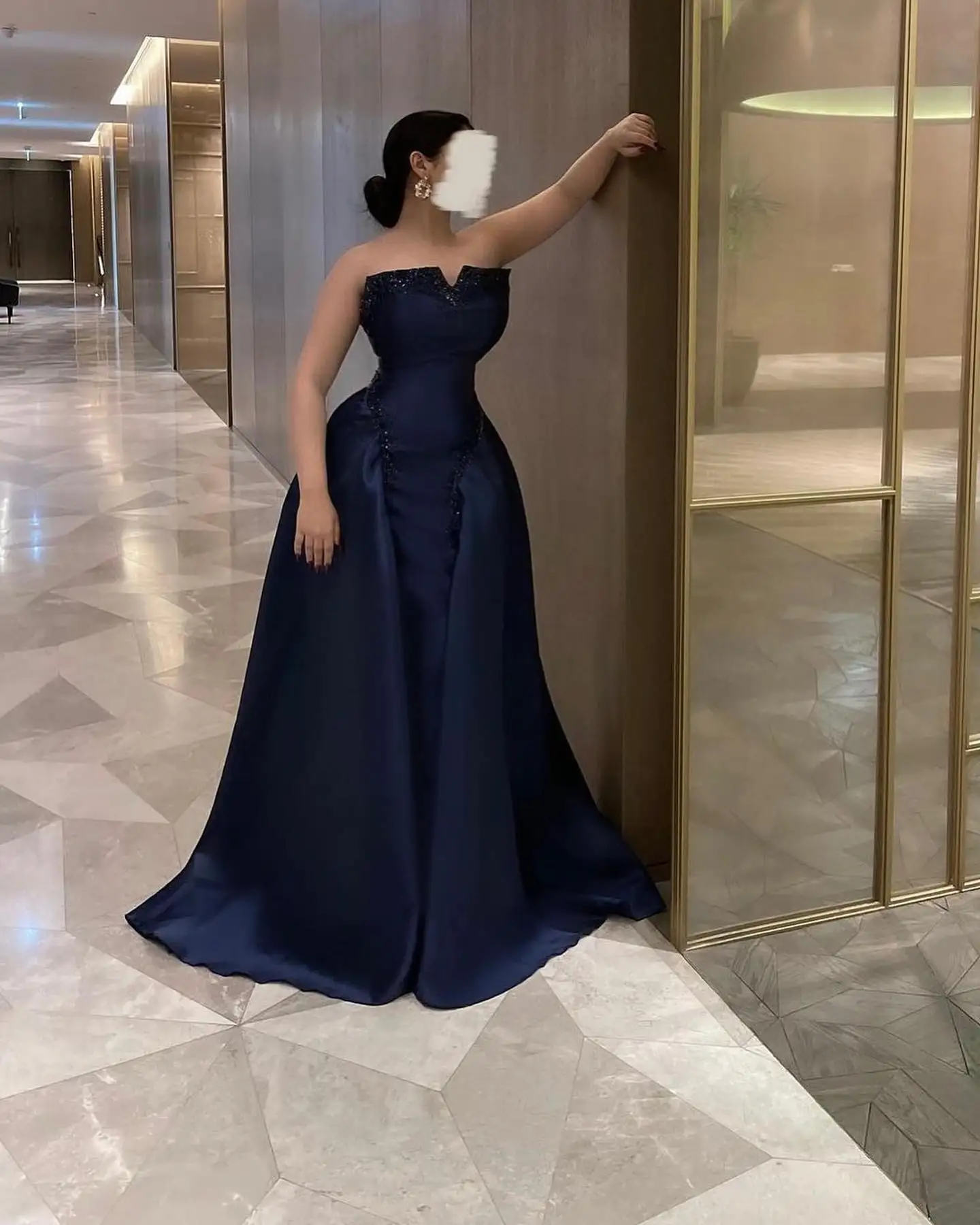 

Customized Fashion Satin Crystal Evening Dress Delicate A-Line Floor Length Strapless Sleeveless Custom Made платье вечернее