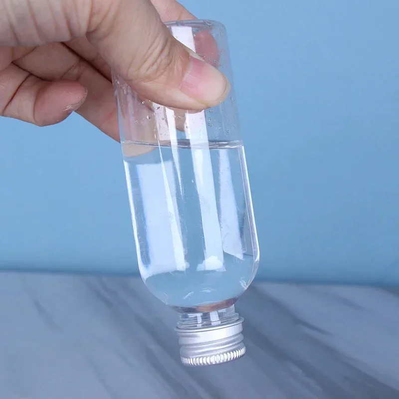 50pcs/lot 5-120ml Plastic Bottle Aluminum Cap Traval Empty Vial Sample Bottles Transparent Container Wholesale