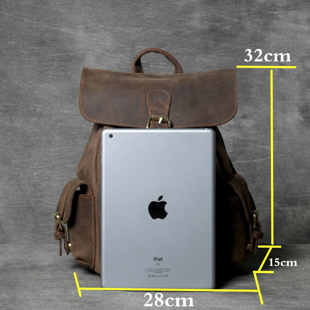 Imagem -06 - Mochila de Couro Genuíno Mortaora para Mulheres Bolsa de Couro Genuíno Estilo Retro Casual Cavalo Louco 11 Polegadas Ipad Pro