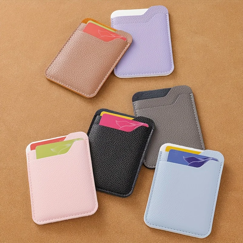 محفظة حامل بطاقات متعددة الأغراض للجنسين مع فتحتين للبطاقات، جلد صناعي متين، عنابي - منظم مدمج لبطاقات الهوية والنقود #2