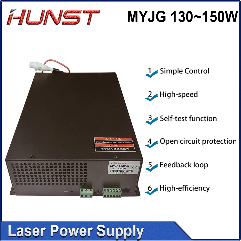 Imagem -03 - Hunst Myjg 130150w Fonte de Alimentação a Laser Co2 130w 150 Gerador a Laser para Máquina de Corte de Gravação Co2 Tubo de Vidro