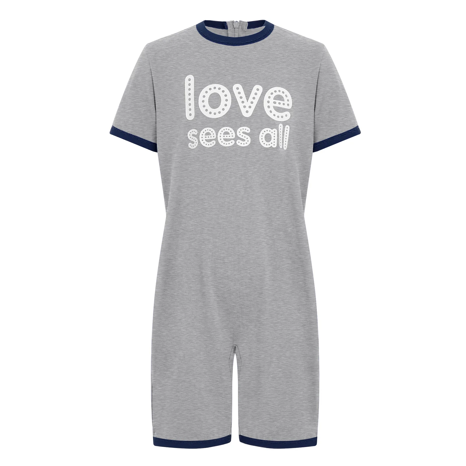 Kids Boys Girls Special Needs Adaptive Clothing Anti-Strip Back Invisible Zipper Jumpsuit Short Sleeve Autism Rompers Homewear