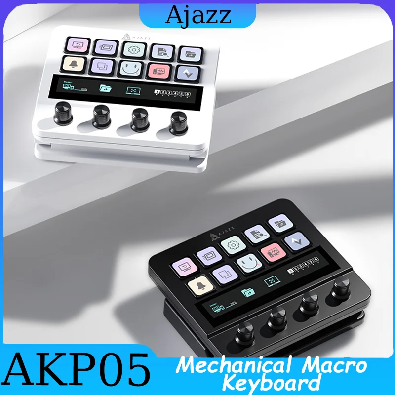 

Ajazz AKP05 Механическая макроклавиатура Многофункциональный настольный помощник Медиаконтроллер ЖК-дисплей для офиса и игр