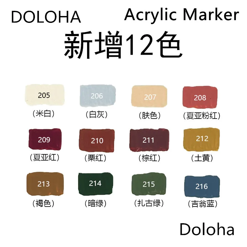 DOLOHA Acrylic Marker Direct Liquid Model Soft Head Self-selected Opaque Stackable Colors Complementary Color 3D printing