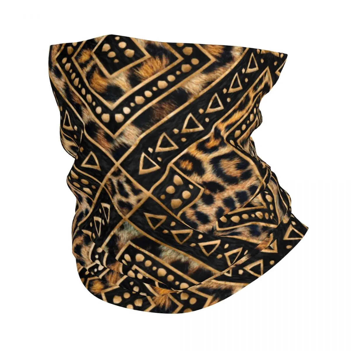 Leopard Fur Ethnic Tribal Geometric Bandana Neck Gaiter UV Protection Face Scarf Cover Animal Texture Headwear Tube Balaclava