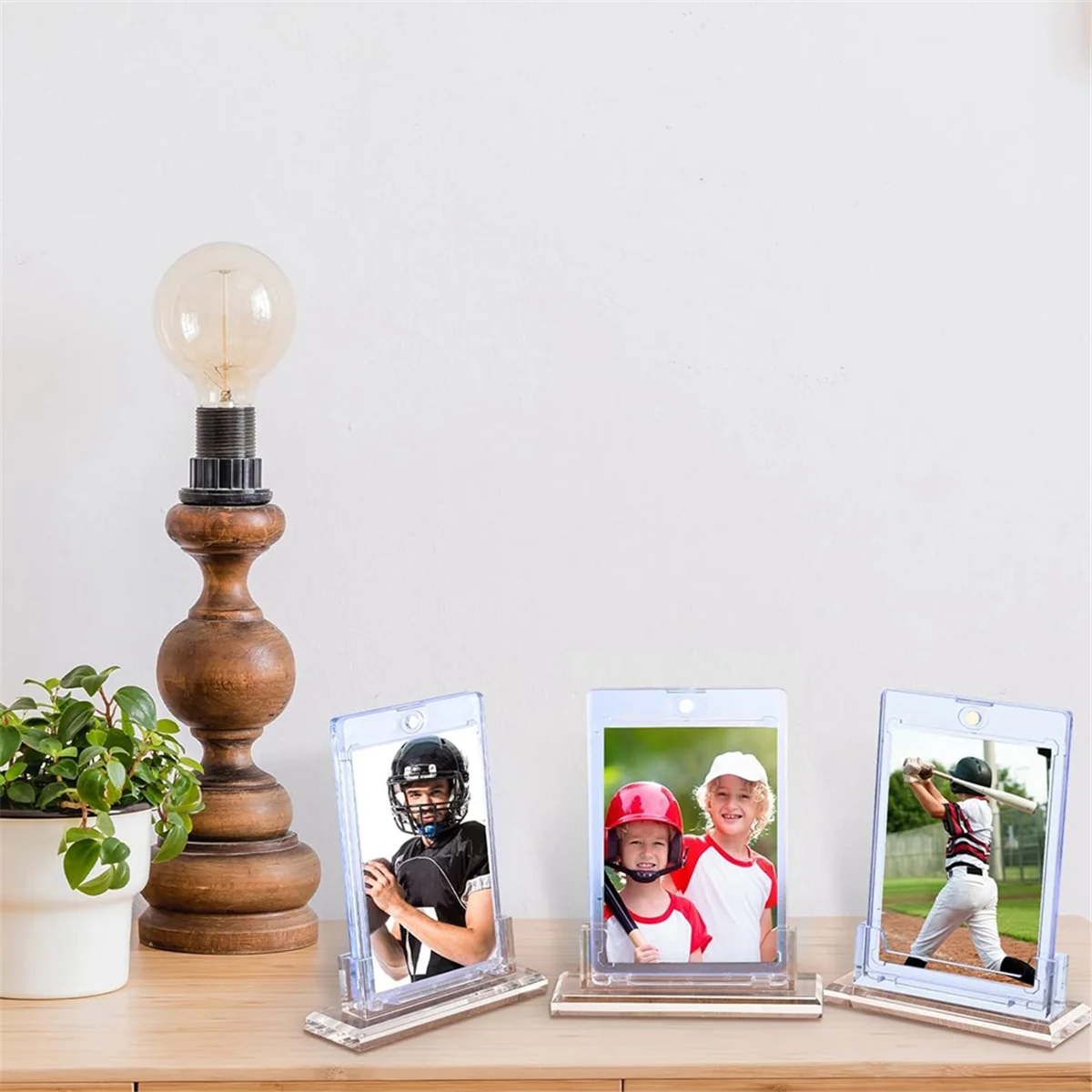 A71P 4 Pack Magnetic Card Holder Base Trading Card Stand Card Sleeves Protector Base for Standard Cards,Baseball Card Display