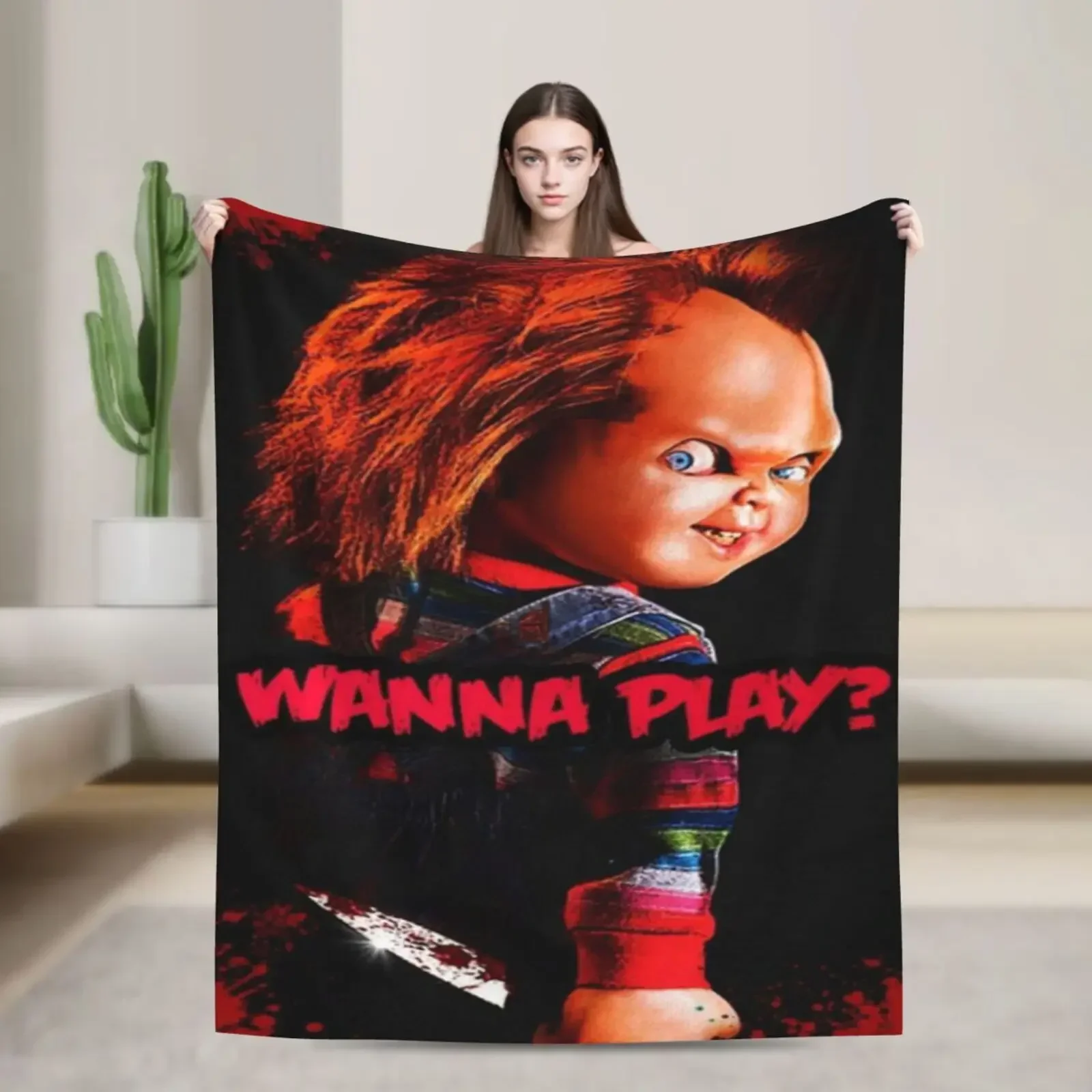 

Terrifier Super Soft Throw Blanket Horror Theme Breathable Lightweight Flannel Blanket For Living Room Naps Dorm All Season