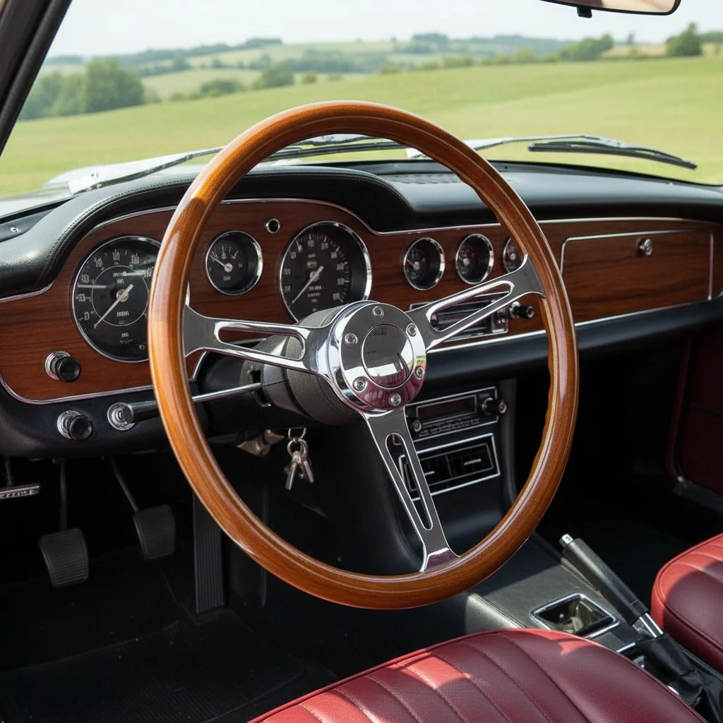 

Car Sports Racing Luxury Steering Wheel 15 inch Wooden Grain Classic Wood Steering Wheel