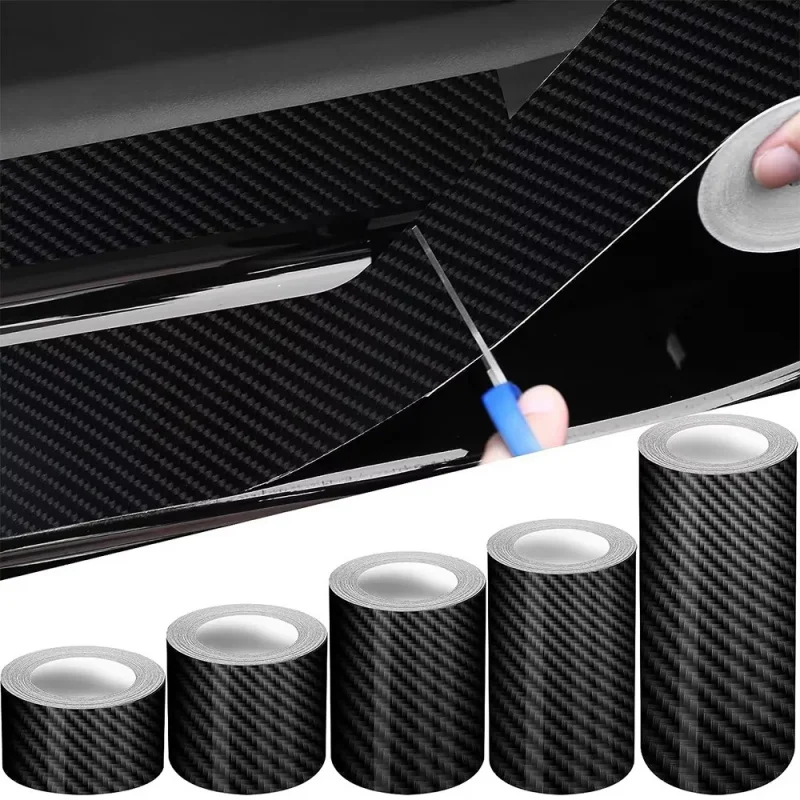 2/4pcs 3D Nano Carbon Fiber Car Tape Car Door Edge Guards Side Mirror AntiScratch Collision Strip Waterproof Protector Film Tape
