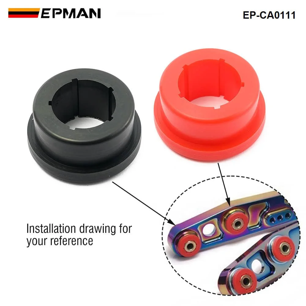 EPMAN 12pcs/lot Lower Control Arm Rear Camber Kit Replacement Bushings (Red/Black) EP-CA0111