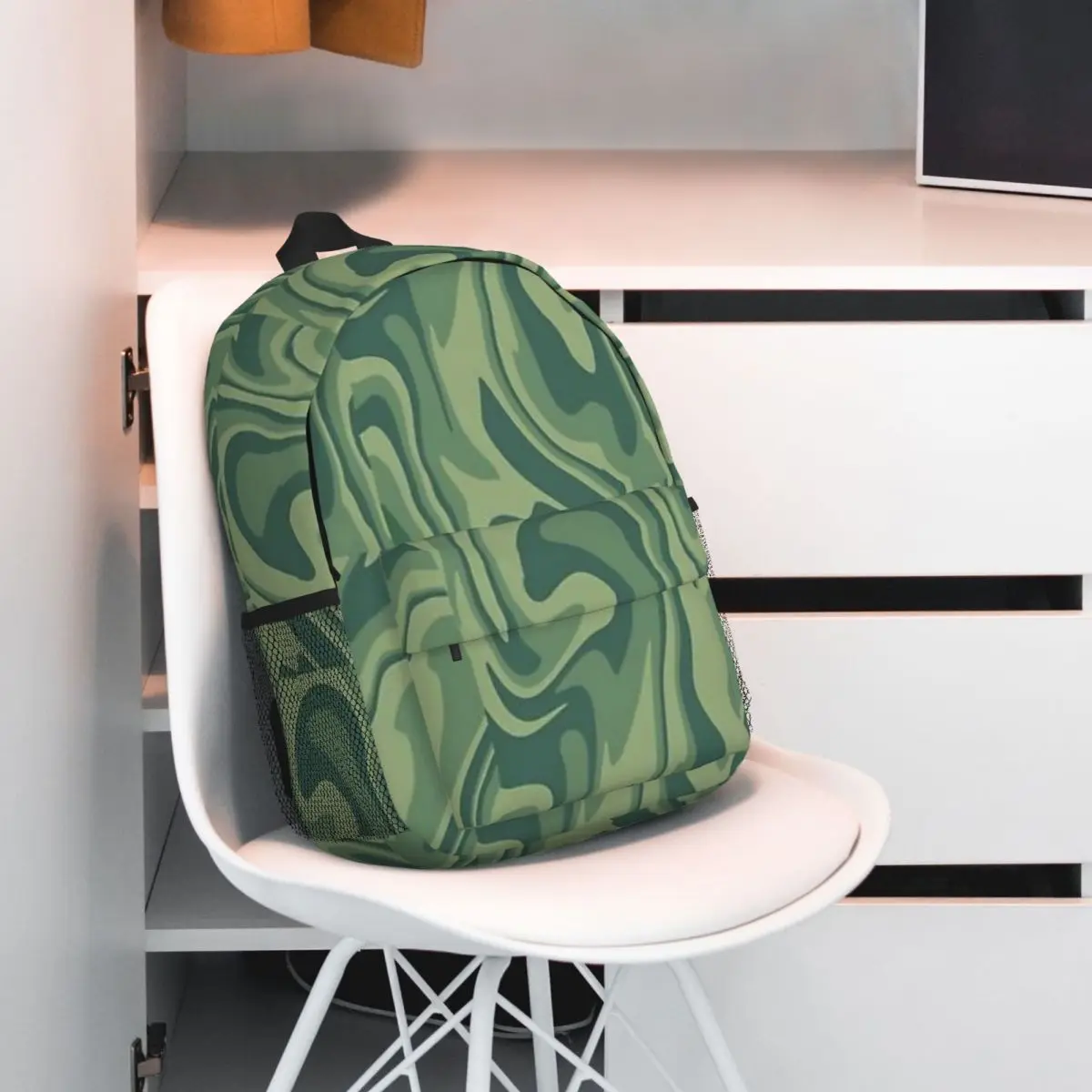 Aesthetic Green Swirl Fashion Kids Backpack Women Teenagers Schoolbags Travel Laptop Backpack