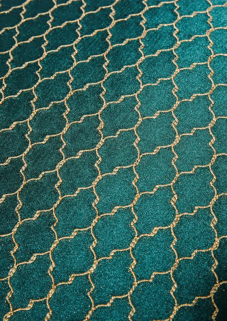 Luxury Golden Silk Satin Jacquard Pillowcase Deep Green Cushion Cover Geometric Pillow Cover Sofa Bed 30x50 45x45 50x50cm