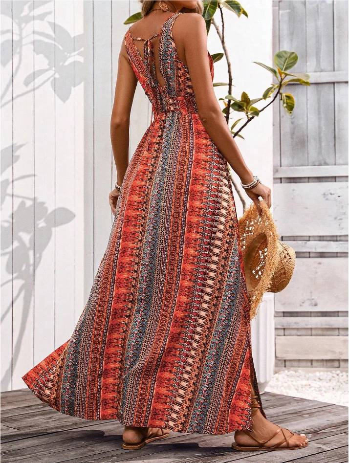 Neues Sommer-Strandkleid Vestidos Para Mujer Bedruckte Kleider Modische Trägerkleider Partykleider Kleidung Lange Kleider – Detail 3