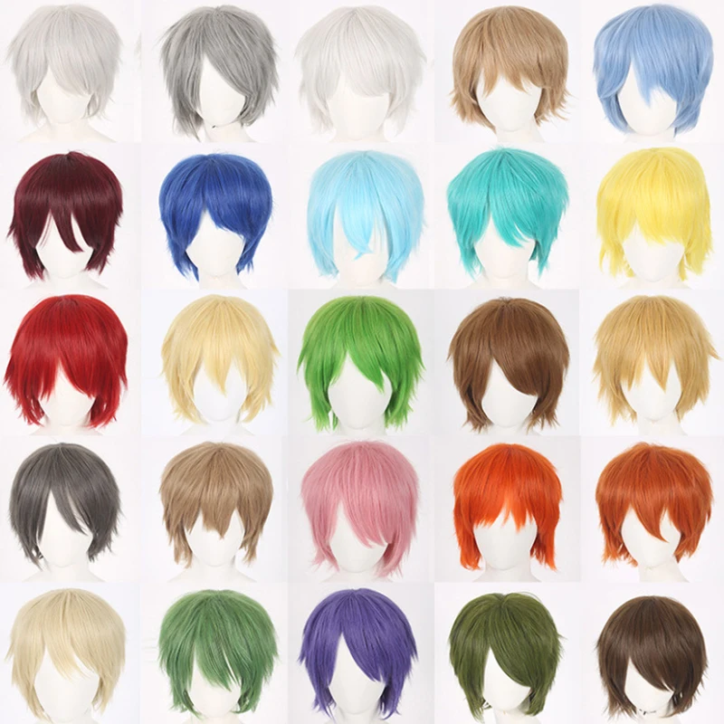 

Universal Synthetic Short Cosplay Wigs for Men Natural Colorful Hairstyle Wig Party Hair Extensions