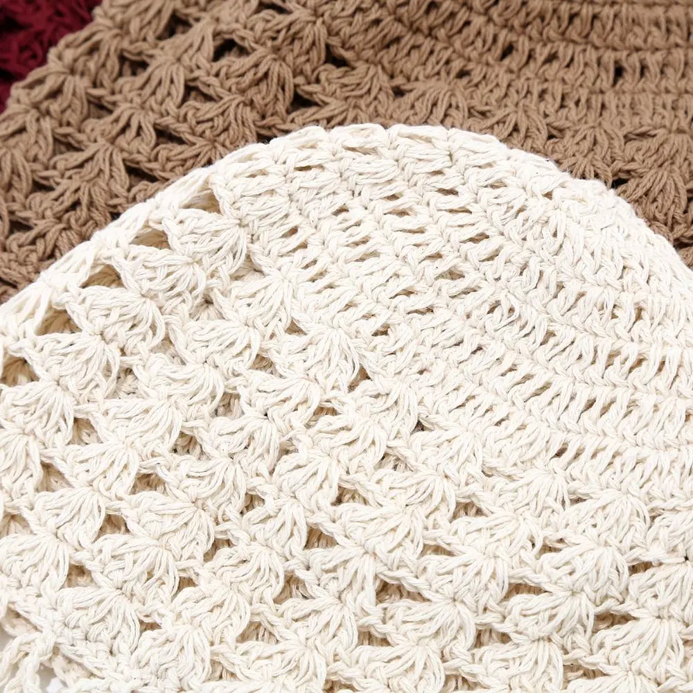 الحلو الكروشيه الجوف محبوك قبعة الخرز شرابات الجوف خارج متماسكة بيني رقيقة البوهيمي نمط العرقية نمط قبعة الملابس والاكسسوارات #4