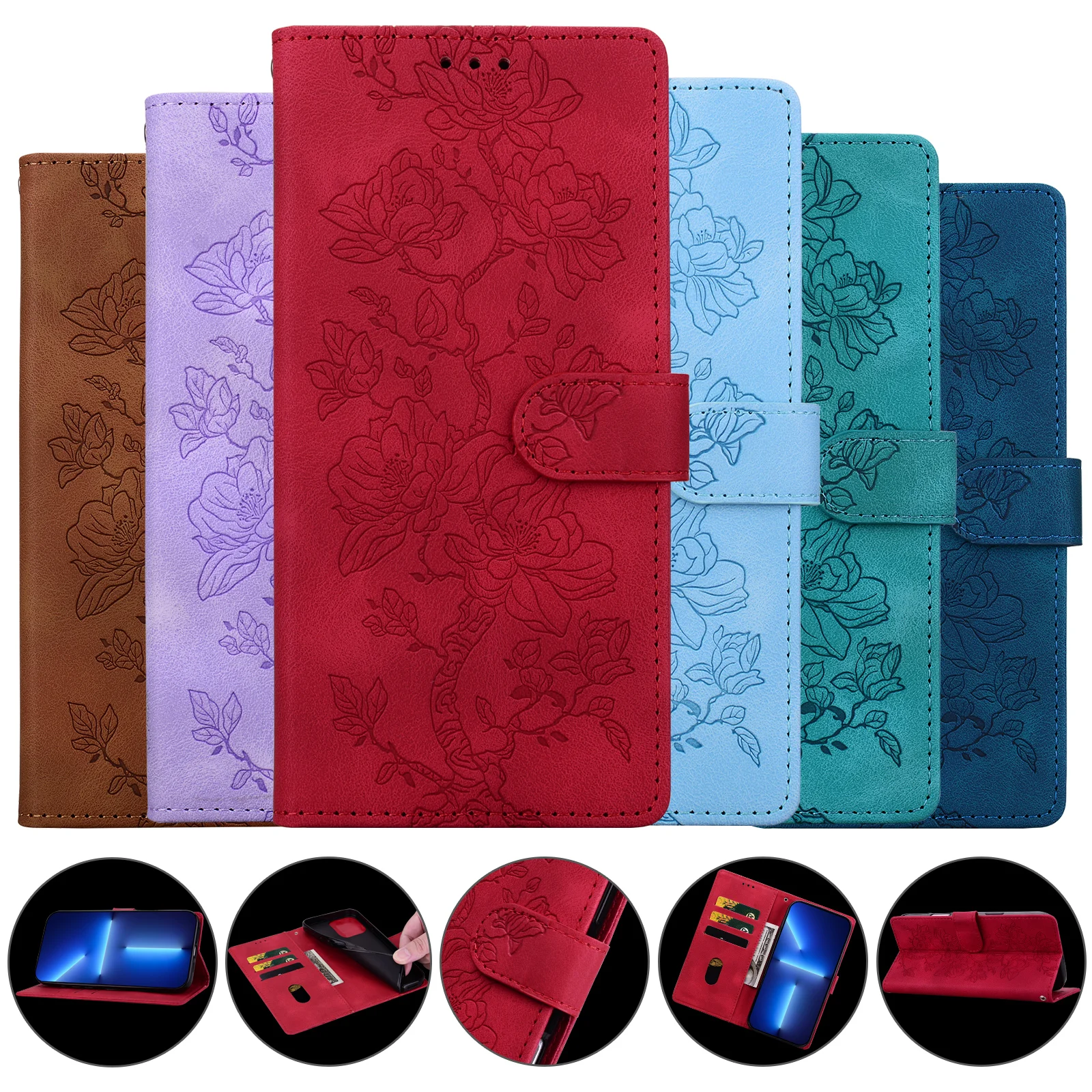 Magnetische Flip-Leder-Brieftaschenhülle für Redmi 15 15C 15A 14C 14R 13C 13 12C 11A 10C 10A 10 9 9A 9C 9T A7 A5 A4 A3 A2 A1 Plus Pro