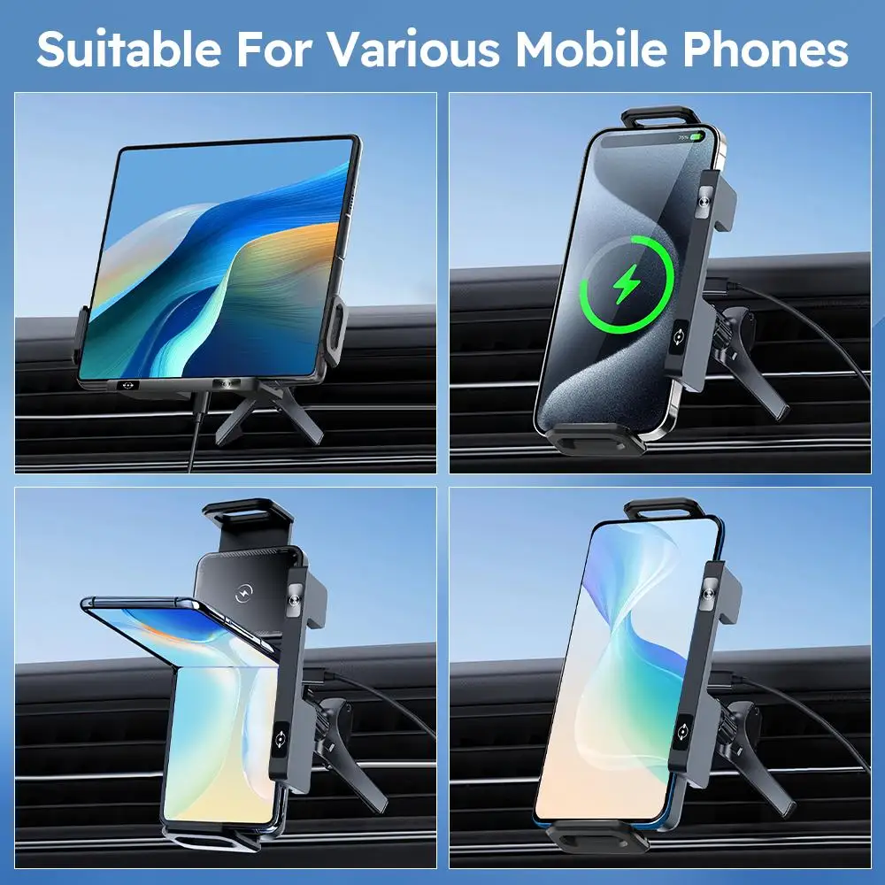 360° Rotation Automatic Rotating Horizontal Screen Bracket Wireless Charging Stand  For Samsung Mobile Phone Holder