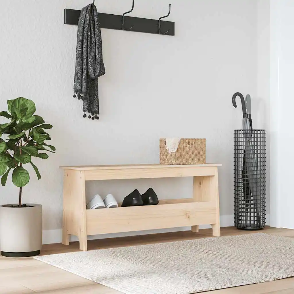 Eingangsbereichbank, 100 x 28 x 45 cm, massives Kiefernholz, Nachttischbank für Zuhause, Schlafzimmer, Freizeit-Aufbewahrungsbank für Schlafzimmer, Eingangsbereich