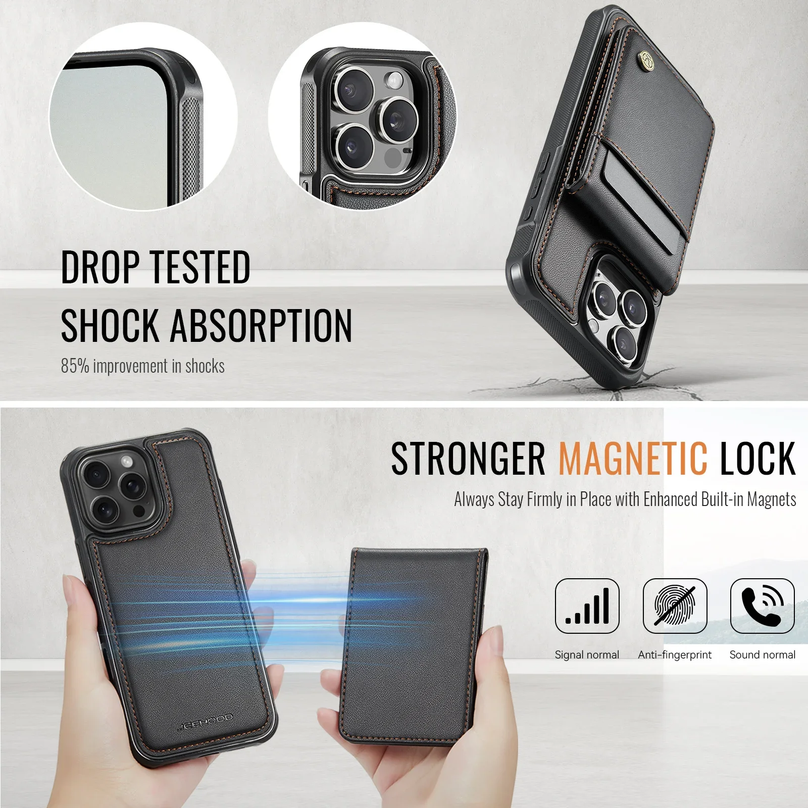 Magnetyczne, odpinane etui 2 w 1 do iPhone'a 16/15/14 Pro Max 16 Plus z uchwytem na kartę, magnetyczne gniazda kredytowe z podpórką — zdjęcie produktu 3