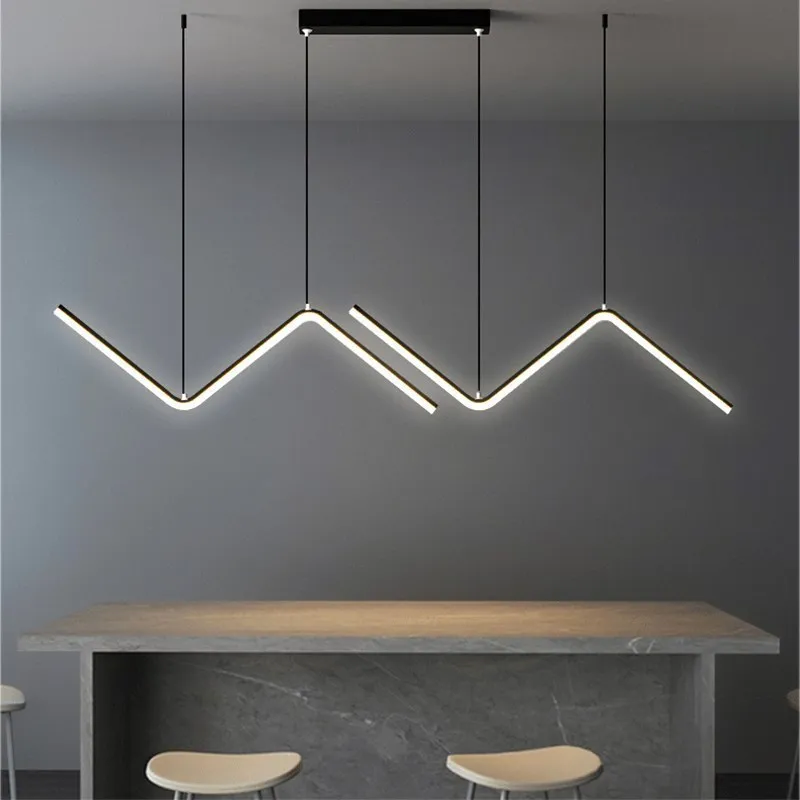 Modern LED Pendant Light Geometric Lines Chandelier For Living Room Restaurant Kitchen Office Coffee Indoor Home Decor Lamps