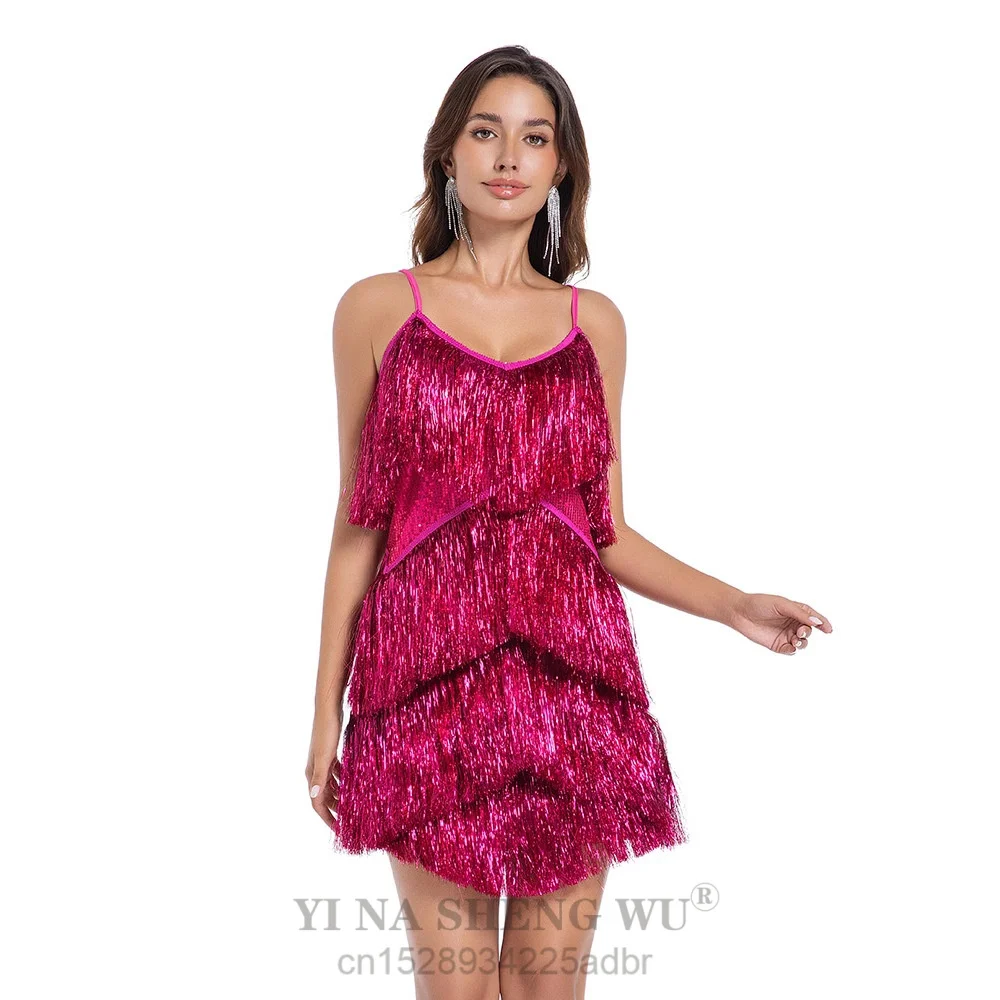 

Костюм для латинских танцев, подтяжки с блестками, юбка с кисточками, женский вечерний танцевальный костюм, костюм для сальсы