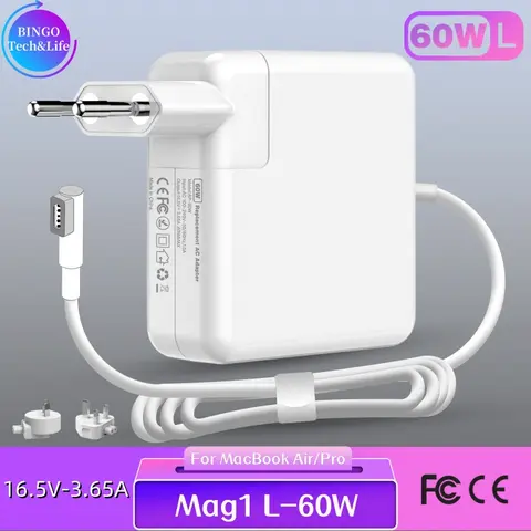 60W MagSafe1 L-Head Charger for MacBook Pro A1181/A1278 & MacBook Air | 16.5V 3.65A Replacement Adapter | Safety Magnetic Plug