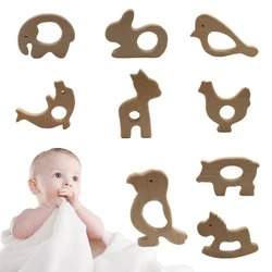 Cartoon Animal Wooden Teethers for Baby Infant Natural Wood Pendant Teething Beads Toddler Toys Accessories Safety Shape