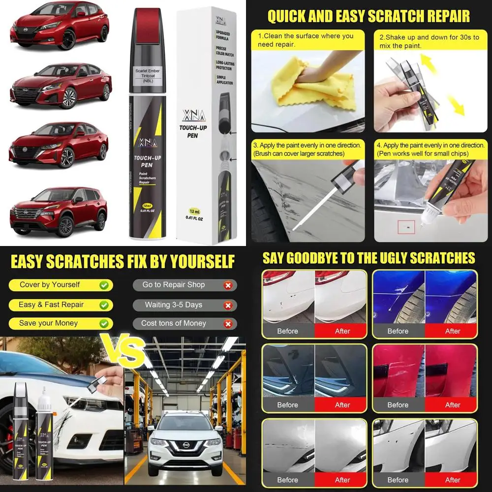 

Scarlet Ember Tintcoat(NBL) for Nissan Touch Up Paint Pen, 2 in 1 Car Scratch Remover with Pen Tip and Brush, Exact Color-Matche