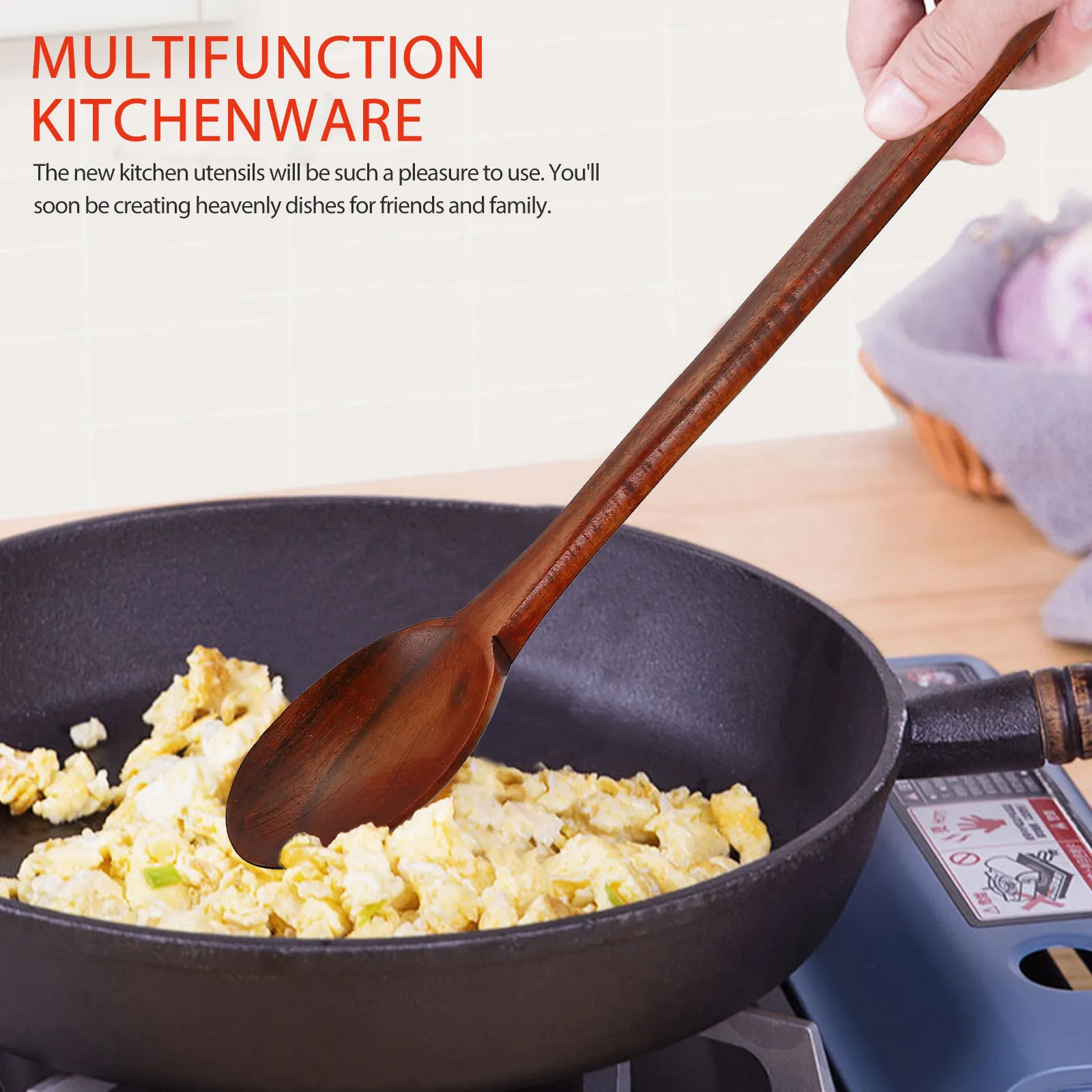 

Teak Wood Cooking Spoon Premium Wooden Soup Ladle Non-Scratch Heat Resistant Handle For Kitchen Cooking Scoop Home