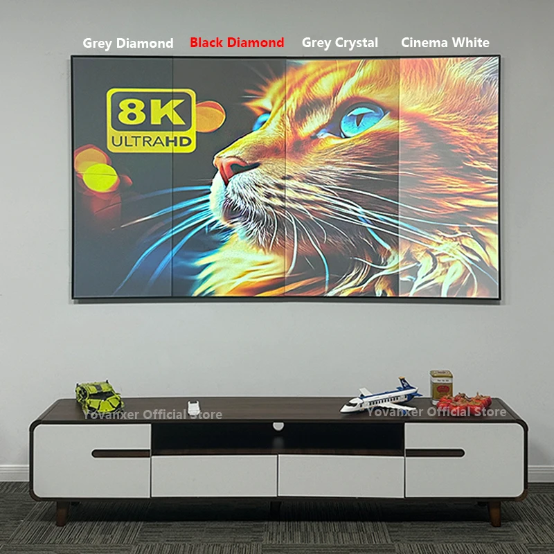 Pantalla de proyector ALR CLR de diamante negro, luz ambiental que rechaza la proyección de marco fijo de bisel ultraestrecho de 1CM, novedad de 2025