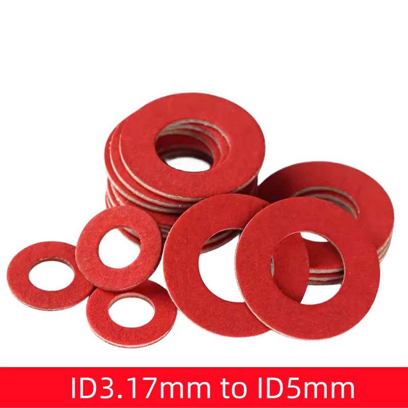 

Red Pressboard Washers Compressed Board Spacer Gasket Shim Electrical Insulation Flame Retardant Oil Resistance Waterproof ID2-3