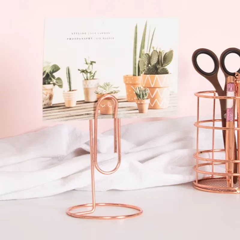 Black Metal Memo Holder Organizer Business Cards Notes Paper Stand for Office Accessories Table Number Display