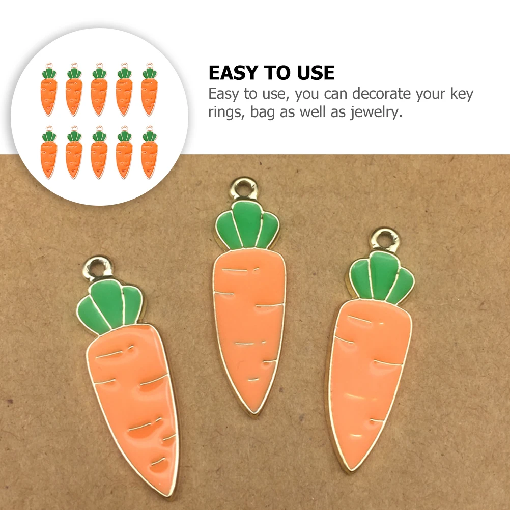 

10 Pcs Vegetable Carrot Pendant Alloy Pendants Charms for Earrings Crafting Supplies Necklace Jewellery Making Decorative DIY