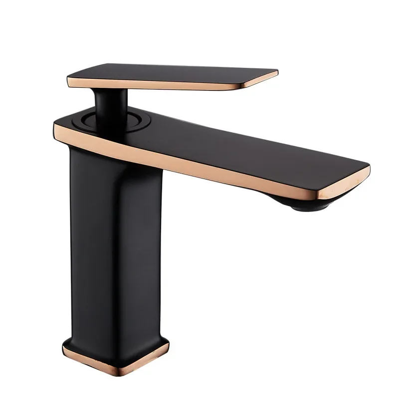 

All-copper white and black washbasin faucet, hot and cold bathroom, bathroom, household washbasin, washbasin faucet