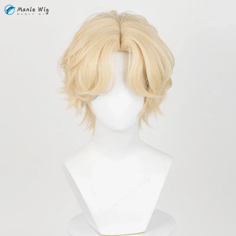 Anime Alien Luka Cosplay Wig Stage 30cm Short Gold Luka Wigs Heat Resiatant Synthetic Hair Halloween Unisex Wigs + Free Wig Cap