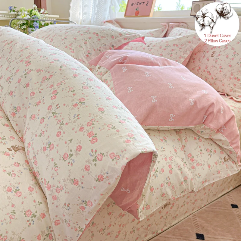 

Hotel Quality Duvet Cover Set 100% Cotton- Bedding Set-1 Duvet Cover 2 Pillowcases , Fade Resistant & Breathable,Single Double
