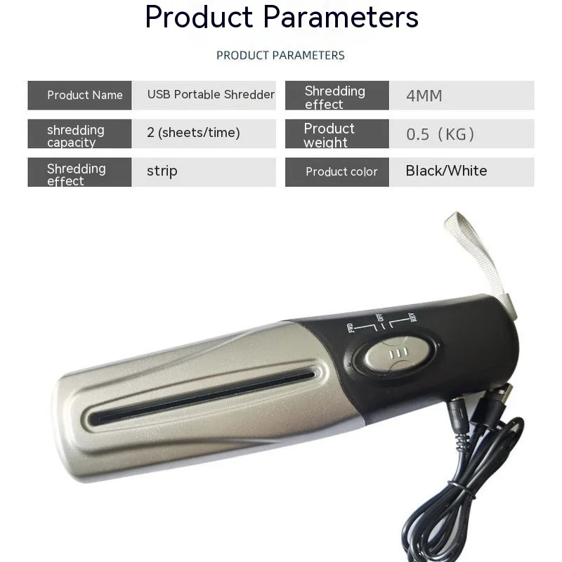 Distruggidocumenti portatile Usb multifunzionale Mini distruggidocumenti elettrico per ufficio e funzionamento domestico semplice distruggidocumenti
