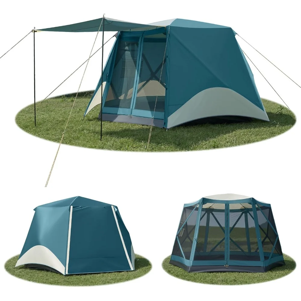 

House Tent with Porch, 11.5x10Ft, 6 Person Camping Tents with Floor, Large Family Tents Screen Room with Rainfly