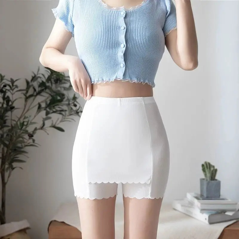 Summer Ice Silk Thin Double Layer Blocking Triangle Area God Weapon No Trace Safety Pants Women's Anti Shining Underpants