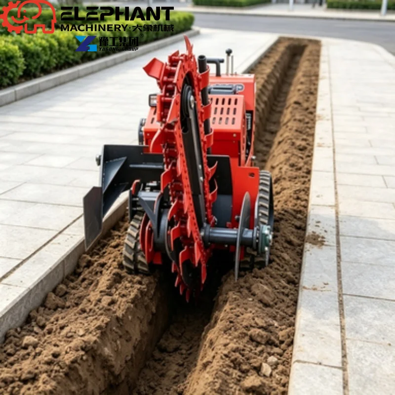 Hydraulic Trencher, Chain Type Ditch Digger Machine For Farm Irrigation Pipeline And Cable Laying Construction