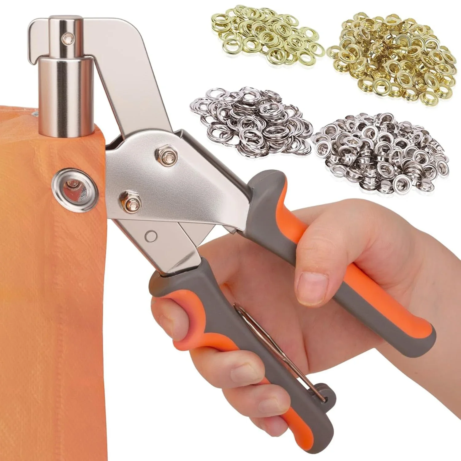 Metal Handheld Hole Punch Eyelet Installation Tool 6/10mm Grommet Eyelet Plier Kit Air Hole Rivet Plier 100Sets Grommets Eyelets